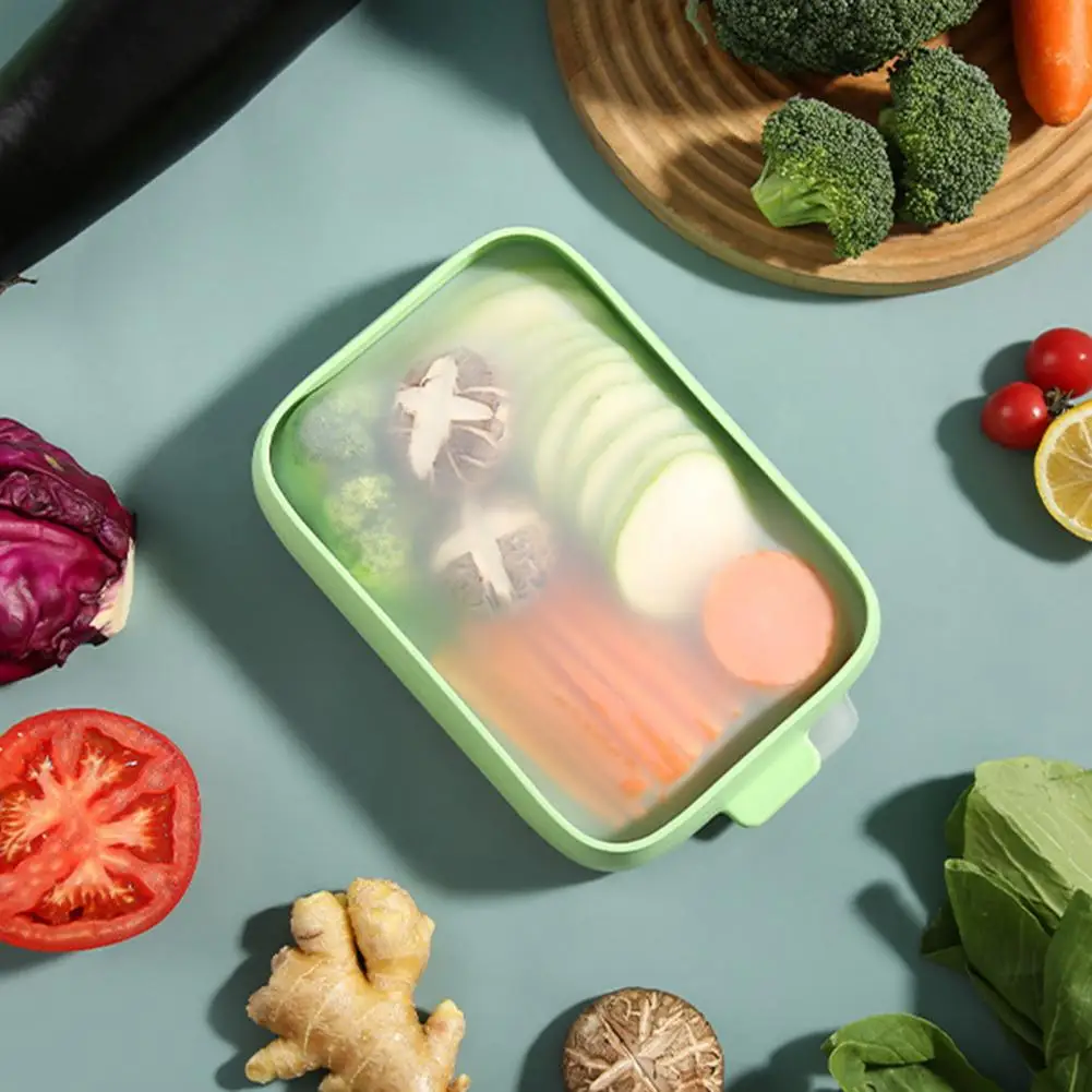 

Dust-proof Food Storage Microwavable Silicone Food Containers Keep Freshness Reusable for Fridge Ideal for Fruit Vegetables More