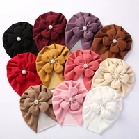 20pclot solid color cashmere baby turban hat baby girl flower headwraps infant bonnet beanie newborn photography props headwear