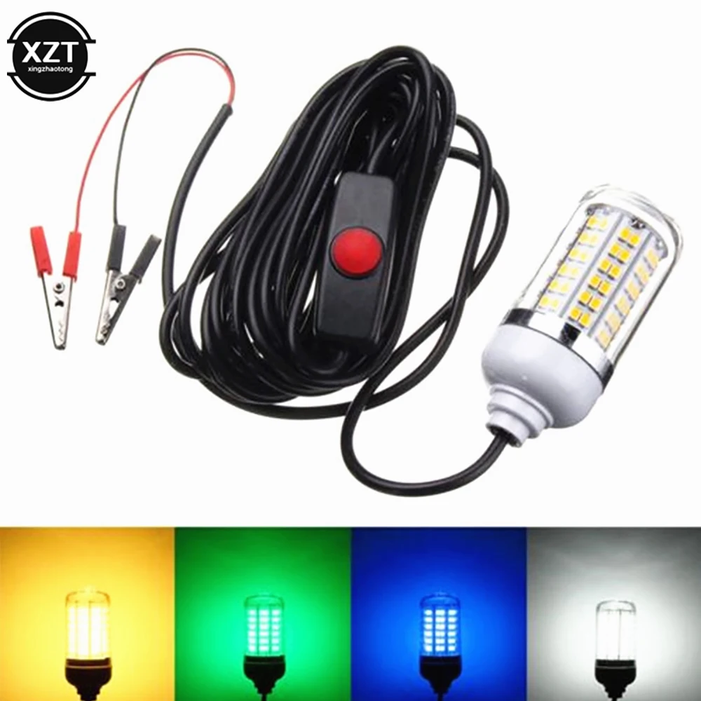 

LED Underwater Fishing Light 108 2835SMD Waterproof Fishing Light IP68 Lures Finder Lamp Attracts Prawns Squid Krill Green Light