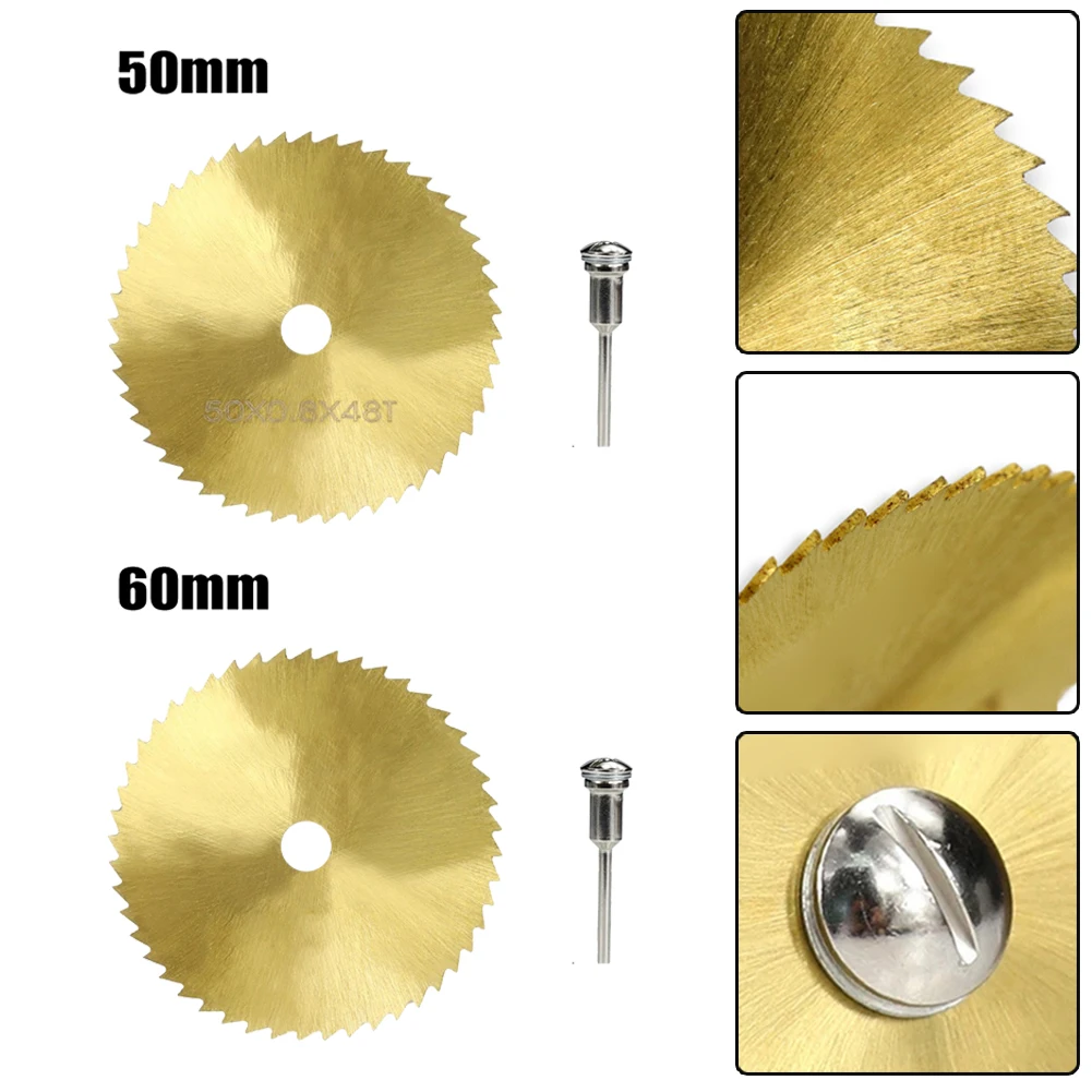 

2pcs Cutting Disc Saw Blade With Connecting Rod HSS 50mm/60mm 50*3.175mm For Cutting Metal Gypsum Board PVC Pipe Wood Power Tool