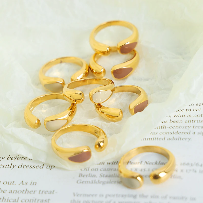 

Amaiyllis 18K Gold Fashionable Open Dripping Oil Index Finger Ring Irregular Niche Women’s Ring Jewelry