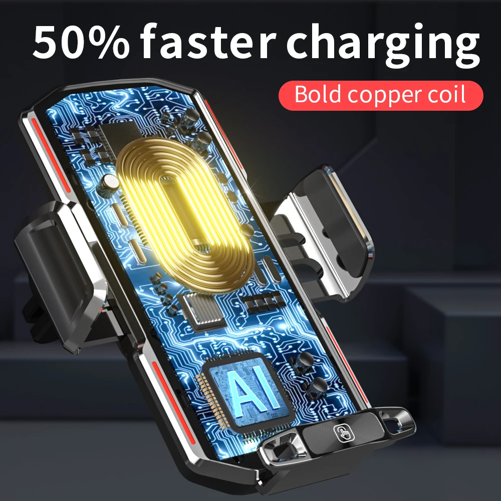Car Wireless Charger for Samsung S21 S20 S10 Xiaomi iPhone 14 13 12 Magnetic USB Infrared Car Phone Holder Fast Charging Station