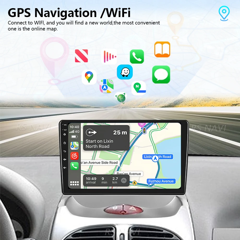 Фото Для Peugeot 206 (2004-2008) и Citroen C2 (2006-2013) — Автомагнитола с экраном 2K, Android 16, Snapdragon, CarPlay и Auto, Plug and Play №4