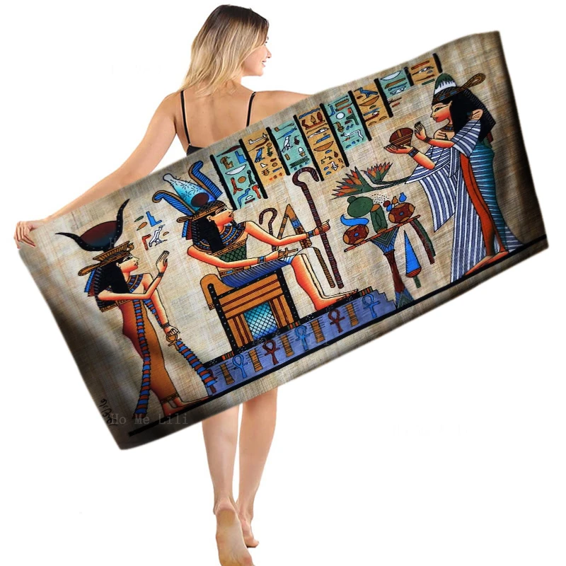 

Ancient Egyptian Frescoes Hieroglyphic Leza Of The Queen Of Egypt Retro Old Culture Quick Drying Towel By Ho Me Lili