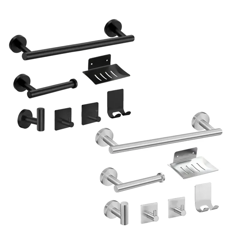 

7 Pieces Bathroom Hardware Set,15.7 Inch Hand Towel Bar, Toilet Paper Holder, 3 Robe Towel Hooks, Towel Rack Set