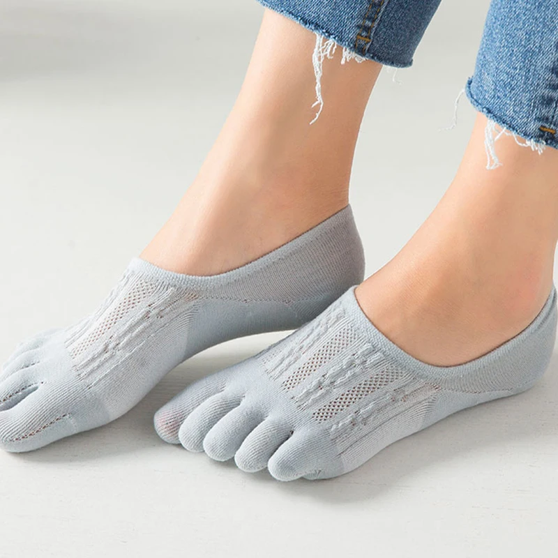 3Pairs Women's Socks Fashion Cotton Breathable Invisible Ankle Short Boat Socks Open Toe Sweat-absorbing Elasticity Ladies Sox