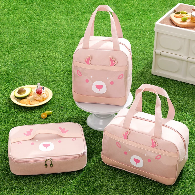 

2023 New Cute Insulated Lunch Bag For Primary School Students Bento Bag Aluminum Film Thickened Handbag Lunch Box Bag