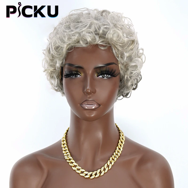 

Парики из человеческих волос с акварельными волнами для чернокожих женщин, короткий, с романтическими волнами, с вырезами фальшивых, без шнуровки, полностью машинное изготовление