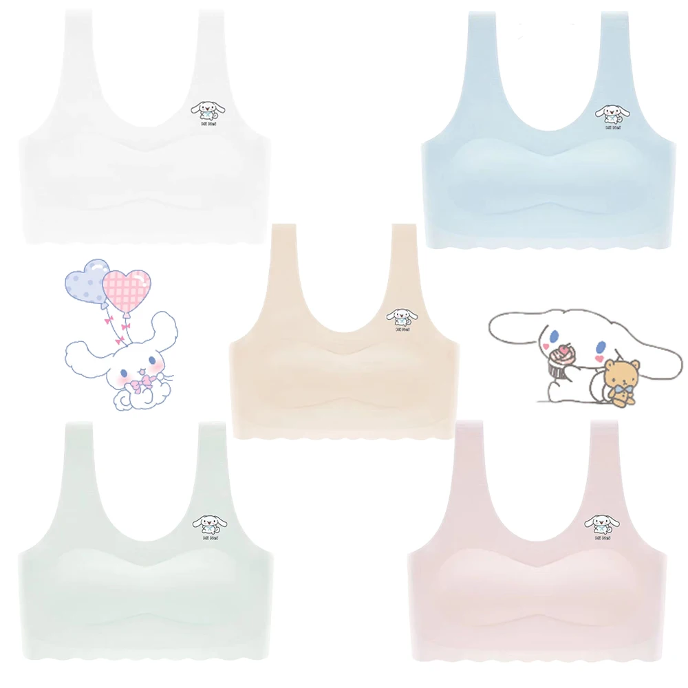 

Sanrio Cinnamoroll Puberty Girl BreathableTraining Bras Student Vest Wire Free Tube Top Children Chest Pad Bra Women Lingerie