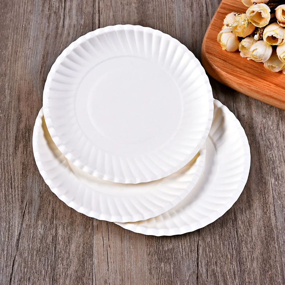 

6 Inch Disposable Cake Paper Plate White Paper Tray Party Environmental Protection Round Birthday Cake Barbecue Tray Kitchenware