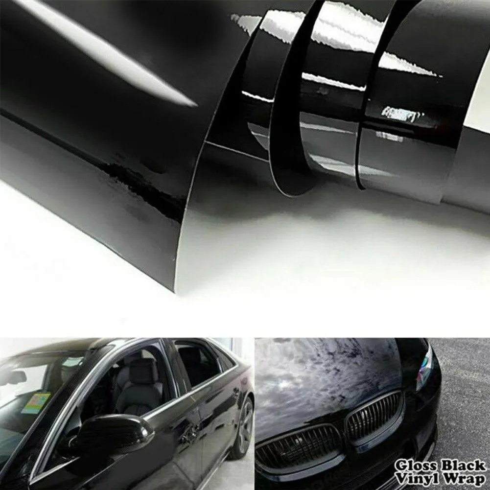 150x30 см Автомобильная виниловая пленка без пузырьков воздуха черная глянцевая