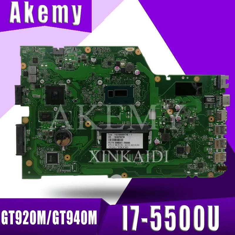 

X751LJ X751LB motherboard For ASUS X751L K751L K751LD R752L X751LN X751LD i7-5500U 4GB CPU Laptop mainboard GT920M/GT940M