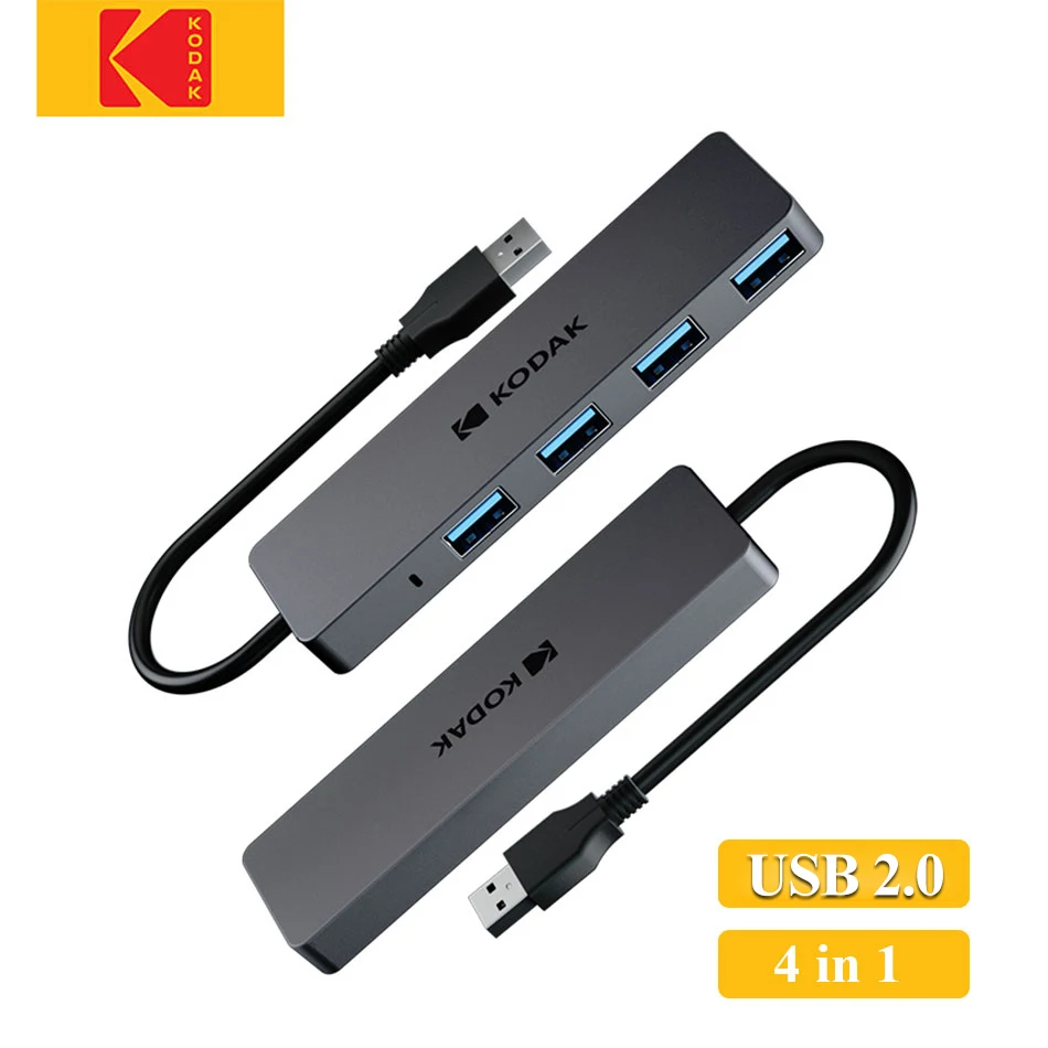 

Kodak USB2.0 Hub 4 Port High Speed Slim USB Splitter Hub for Laptop PS4 Keyboard Mouse Compatible with PC MacBook