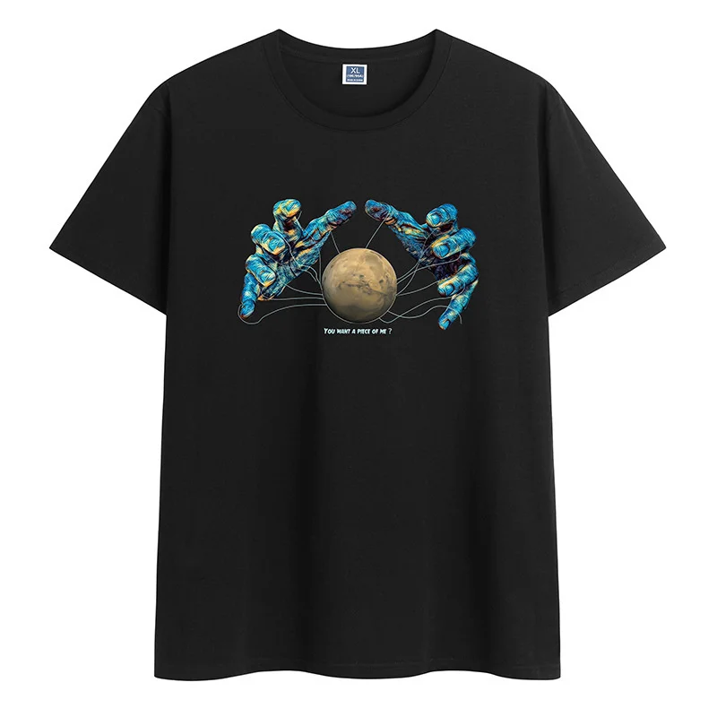 

Cotton Printed Men's Short Sleeved Round Neck T-shirt, Summer Fashionable Top Shirt Men Fitness Masculina Print