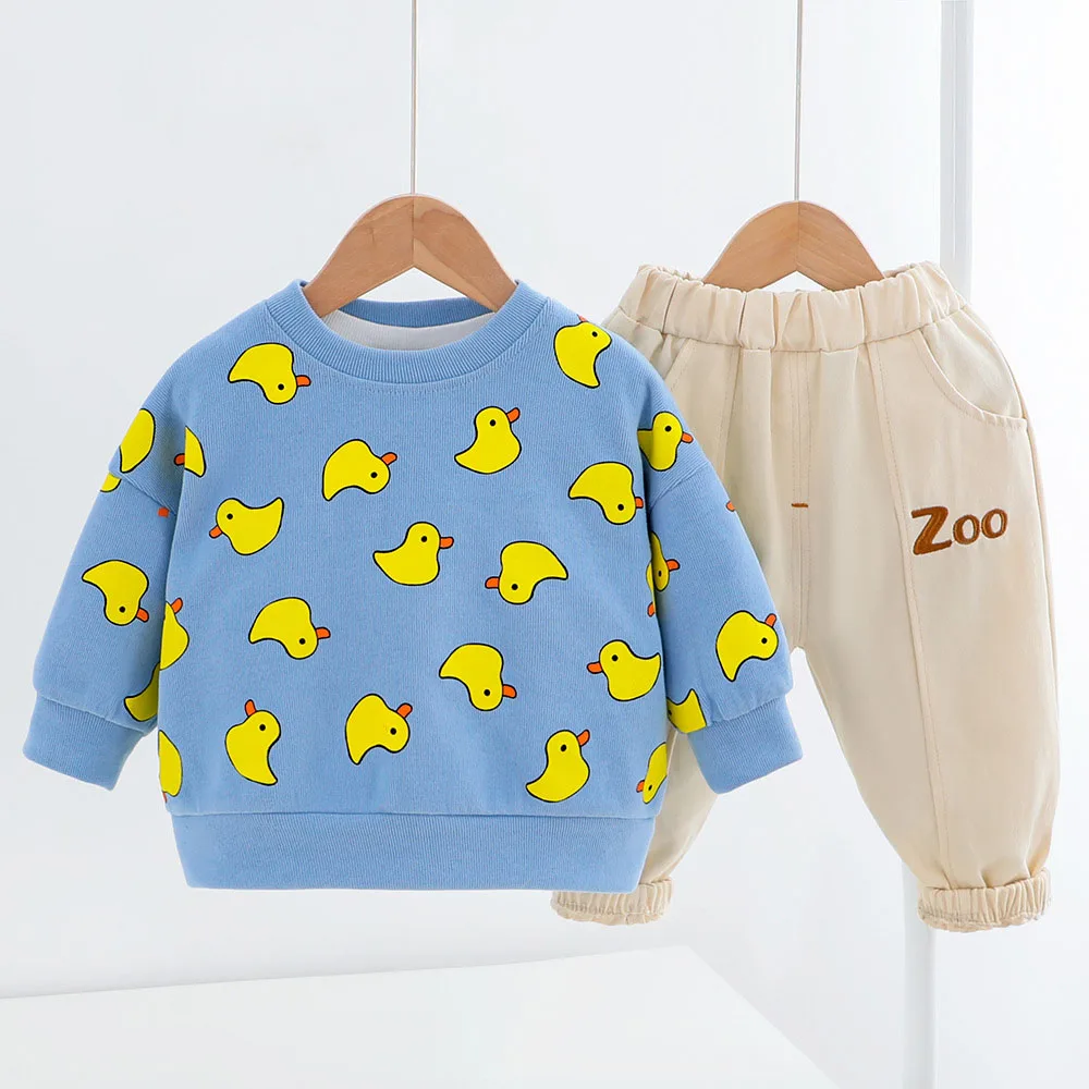 

Boys Clothes Sets 2022 Fashion Cotton Cartoon Long Sleeve O-Neck Hoodie & Pants Suits 0-4 Years Children Clothing Kids Costume