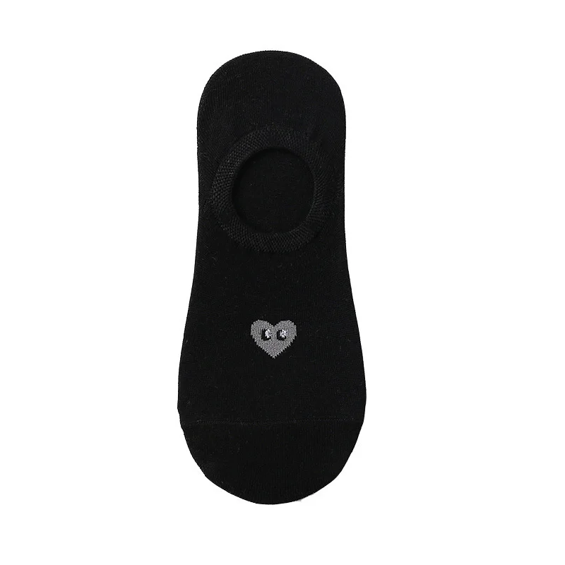 5 Pairs Men's Summer Invisible Love Happy Beach Boat Socks Silicone Non-Slip Low Ankle Cotton Breathable Boat Socks