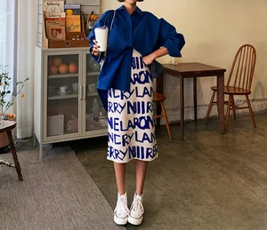 Юбка женская прямая, до середины икры, с высокой талией, весна-лето