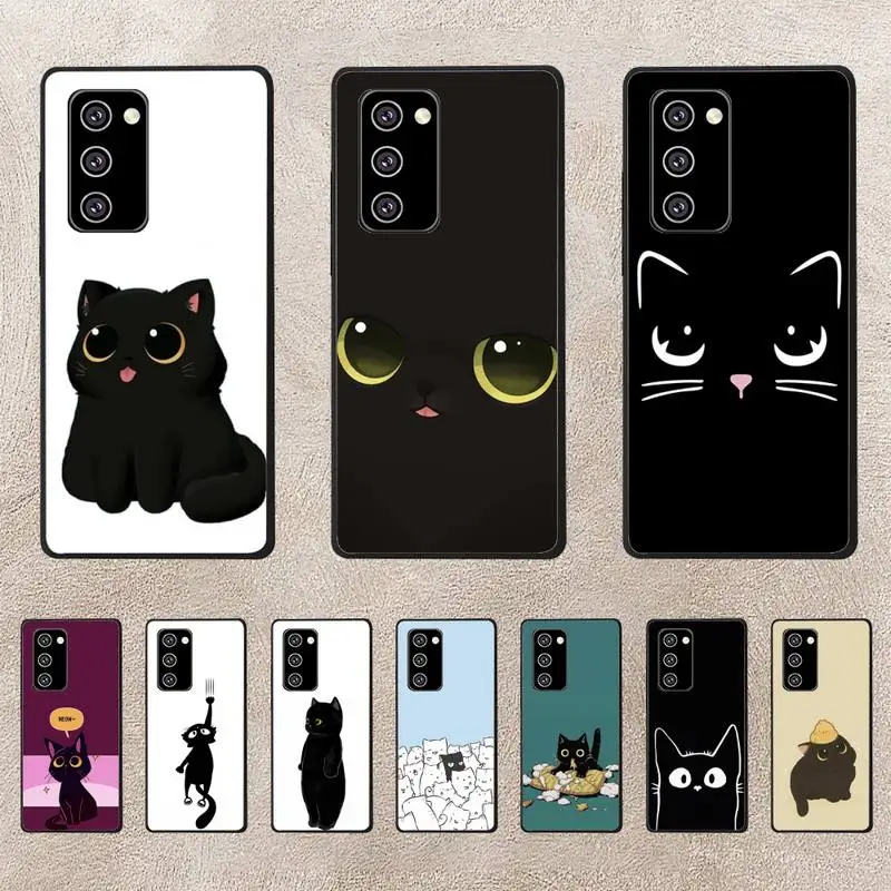 

Black Cat Cartoon Cute Phone Case For Oppo Reno Realme C3 6Pro Cover For Vivo Y91C Y17 Y19 Funda Capa