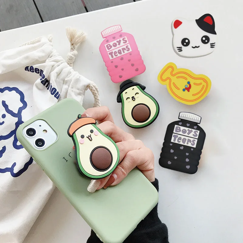 universal cartoon phone holder grip stand accessories milk tea bear foldable fold bracket mobile phone bracket for all phone free global shipping