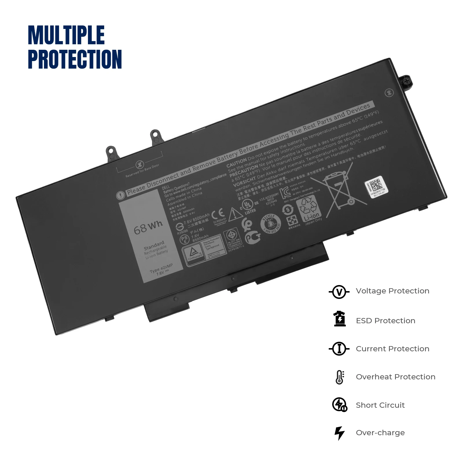 YOOFAN 4gvmp 7 6 V 68Wh Аккумулятор для ноутбука Dell Latitude 5400 5410 5500 Precision 3540 3550 Inspiron 7590 2-в-1