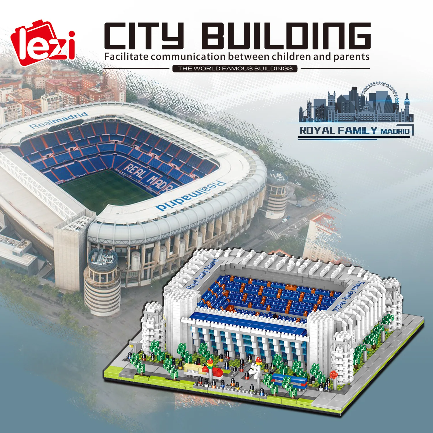 

LZ8027 Madrid Royal Football Stadium, Spain, Diamond Small Particles Assembled Building Toy for Children Gifts