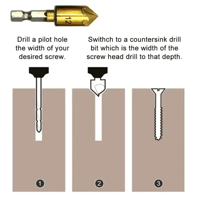 Набор шестигранных сверл из титанового сплава для точечной обработки дерева 6 шт