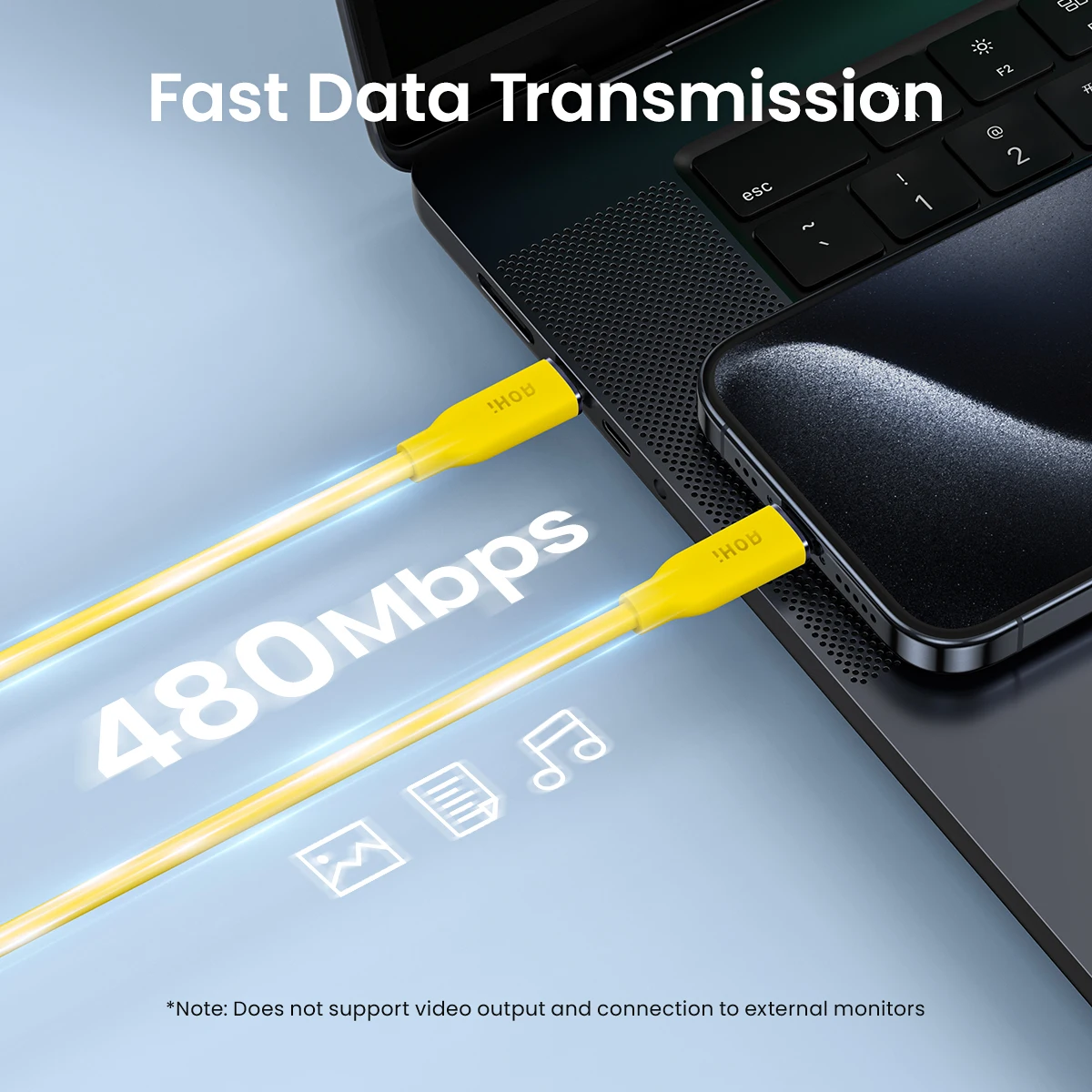 Фото AOHI 140 Вт/240 Вт PD 3.1 USB C — USB C Шелковистый кабель для быстрой зарядки длиной 3,3 фута №3