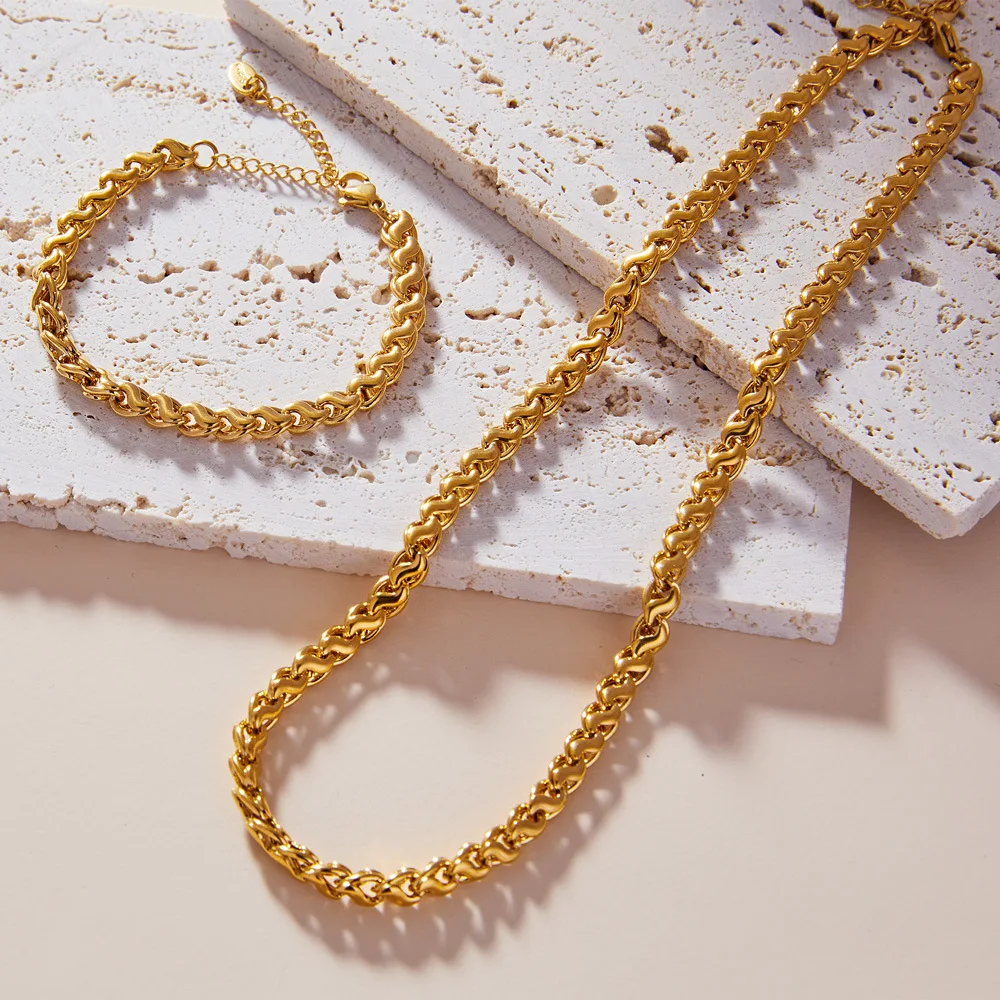 Женский медный позолоченный браслет-цепочка и ожерелье в стиле хип-хоп