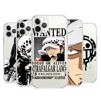 trafalgar law one piece transparent silicone cover for apple iphone 13 12 mini 11 pro xs max xr x 8 7 6 6s 5 plus se phone case