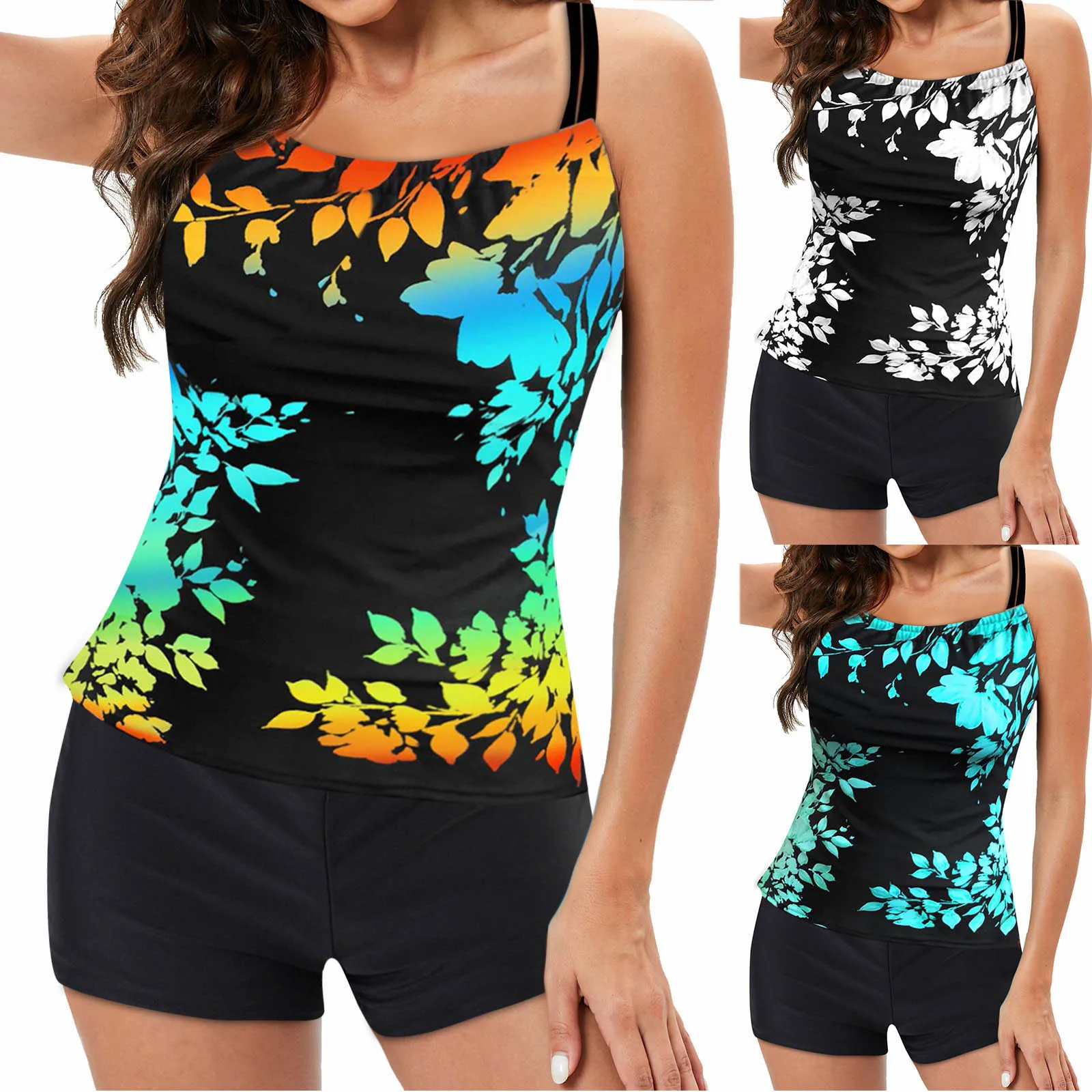 

Женский цифровой комплект раздельный купальник-бикини, пляжный Танкини с принтом, купальники с большими подтяжками, купальники, танкини, се...