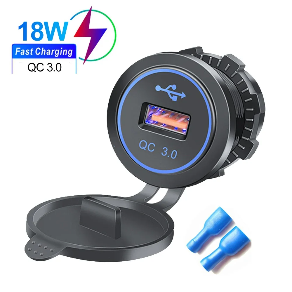 

18 Вт QC3.0 быстрое зарядное устройство для телефона мотоциклетное автомобильное USB зарядное устройство водонепроницаемая розетка для авто грузовика ATV лодка
