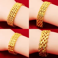 luxury 18k gold chain bracelet for men fashion high quality geometric wide bracelets party wedding jewelry accessories wholesale