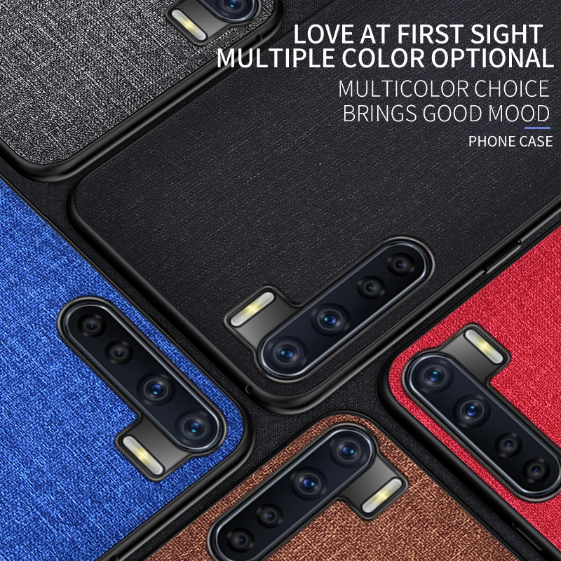 

Luxury Business case For OPPO A91 F15 Case Capas Shockproof Fabrics cover