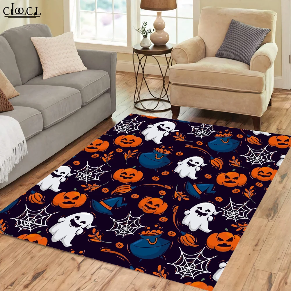 

CLOOCL Entrance Carpet for Living Room Bedroom Ghost Pumpkin Spider Web Pattern 3D Print Non-slip Floor Mat Halloween Doormats