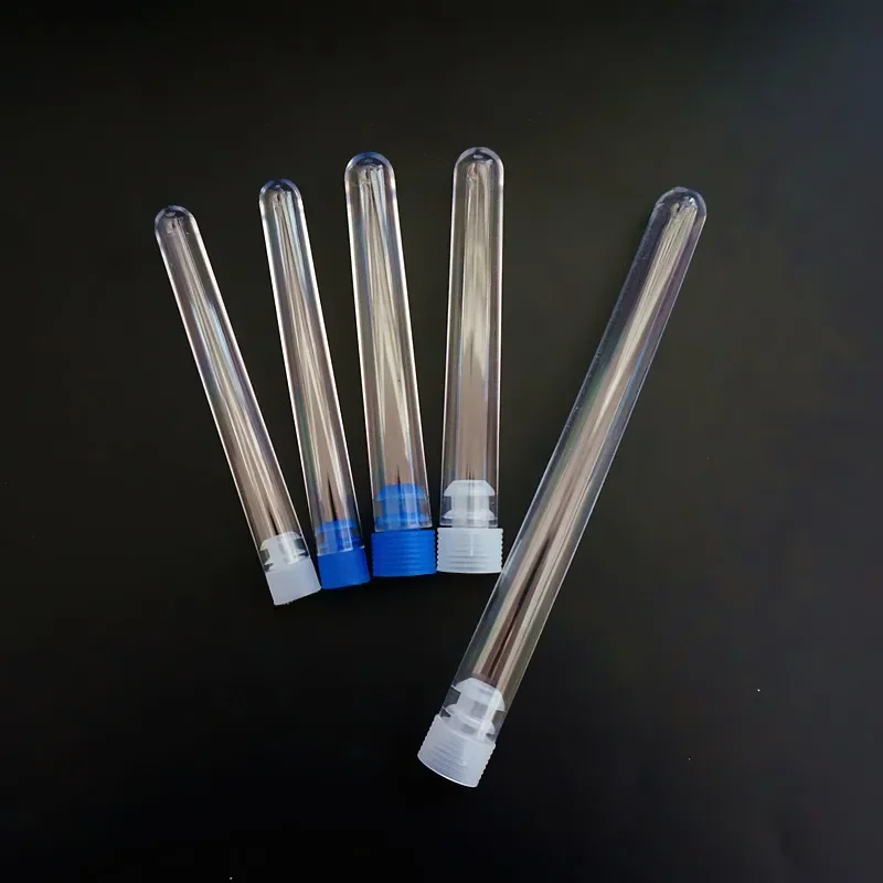 Пробирки прозрачные пластиковые с цветными заглушками диаметром 12 мм/13 мм/15 мм 50