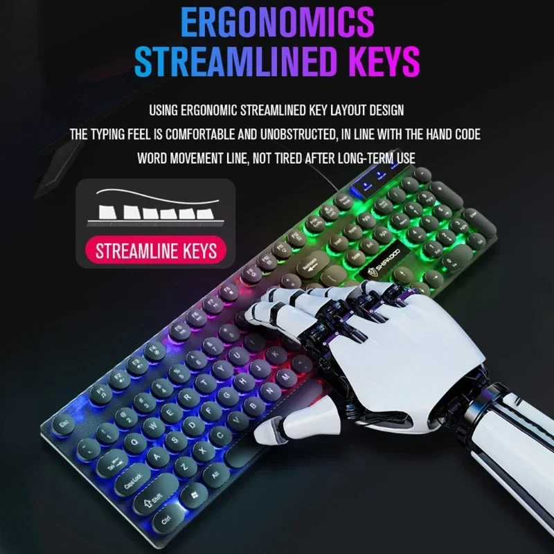 Комплект проводной механической клавиатуры и мыши RGB