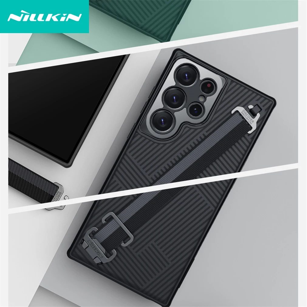 

For Samsung Galaxy S23 Ultra Case Nillkin Wrist Strap Case TPU Borders Anti-falling Cover For Samsung S23 Ultra With Rope Strap