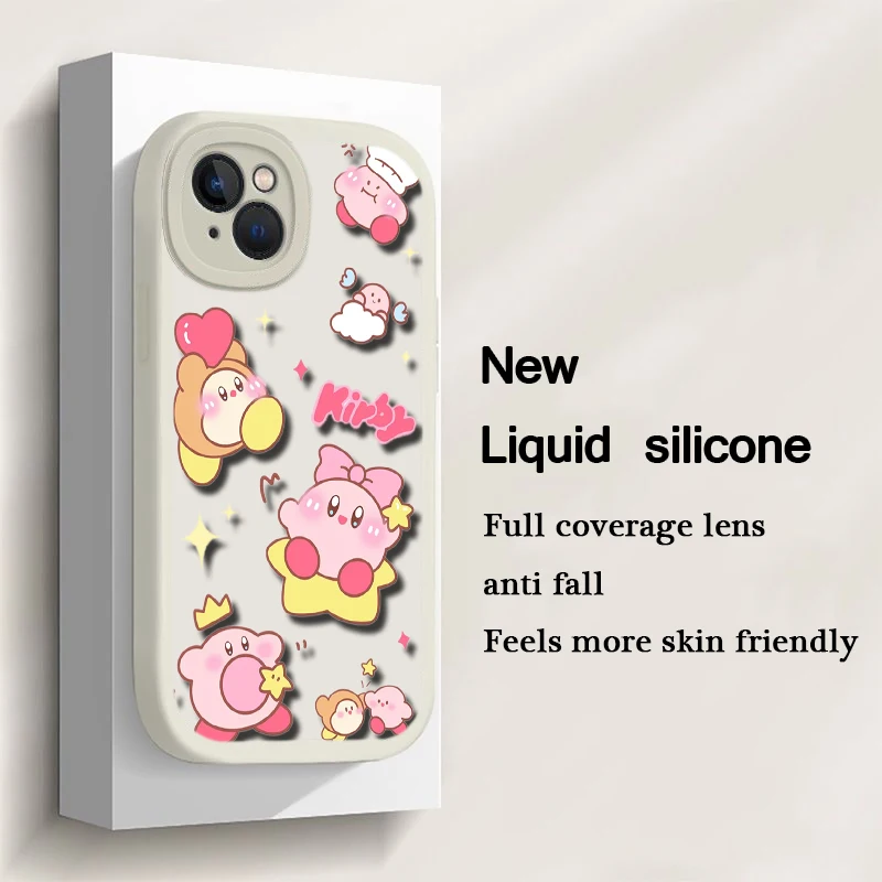 Мягкий силиконовый чехол с рисунком Кирби для iPhone 15 Plus 14 13 12 11 X XS XR Pro Max Mini 8 7