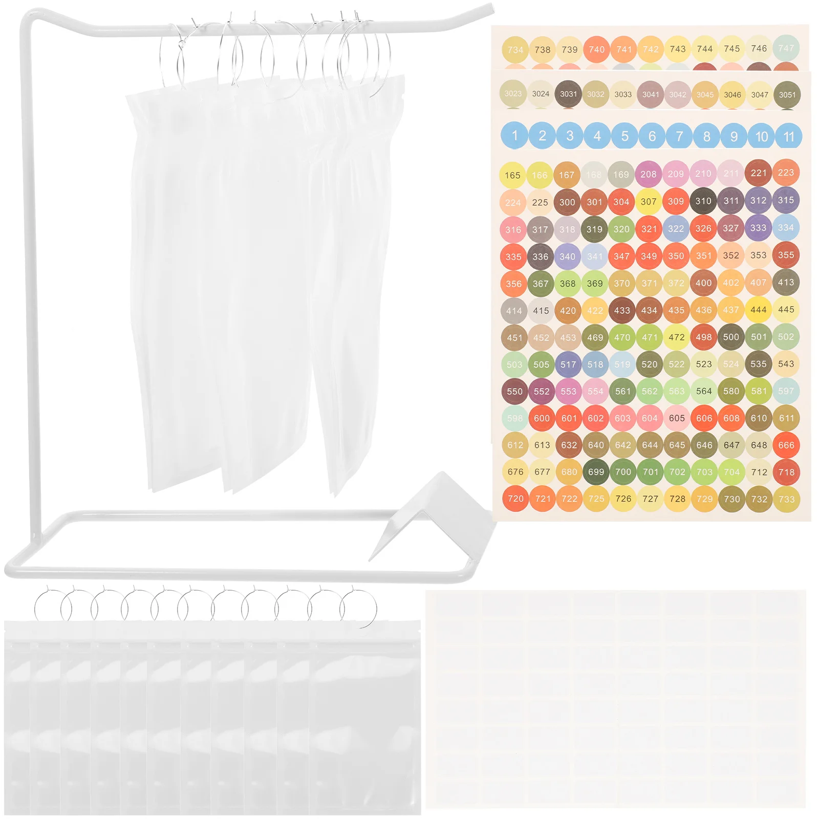 

1 Set Of Storage Convenient With Stickers Rings DIY Hanging Desktop Rack Diamond Picture Resealable Bags Containers For Beads