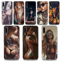 phone case for samsung a02 a10 a20e a30 a40 a50 a70 note 8 9 10 20 plus lite ultra 5g tpu case cover sexy smoking tattoo girl