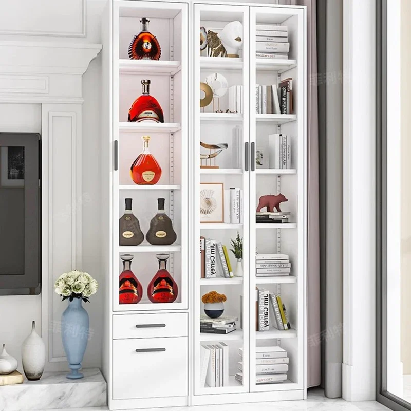 Домашний пыленепроницаемый книжный шкаф ящики стеклянные двери кремовый стиль