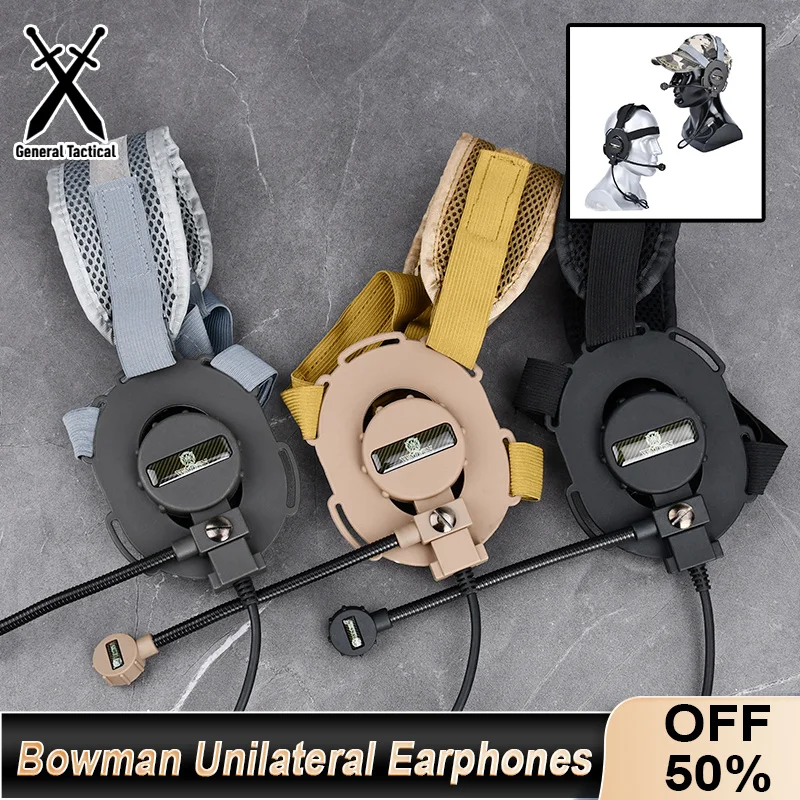 

WADSN Bowman Unilateral Communication Earphones Evo III Microphone Soft Shooting Tactical Headphone Removable Hunting Headsets