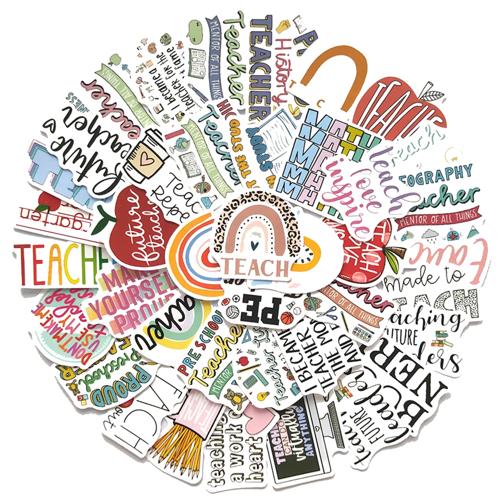 

10/50/100PCS Teacher's Day Stickers for Notebook Water Bottle Phone Waterproof Teacher Gifts Decals Wholesale Kids Toy Stickers