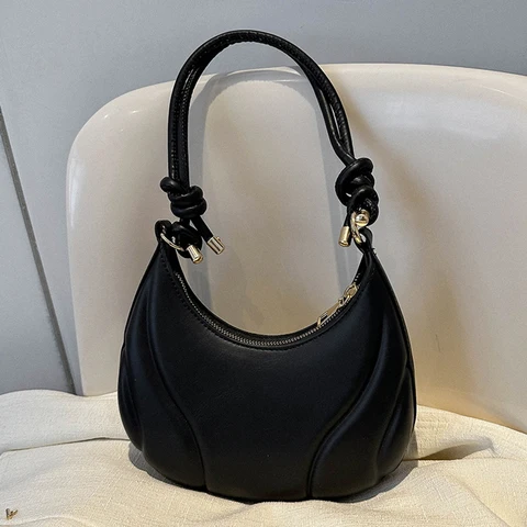 Ретро сплошной цвет Saddle Bag Высококачественные кожаные сумки на плечо для женщин Y2K Простая женская сумка через плечо Дизайнерская сумка Hobos