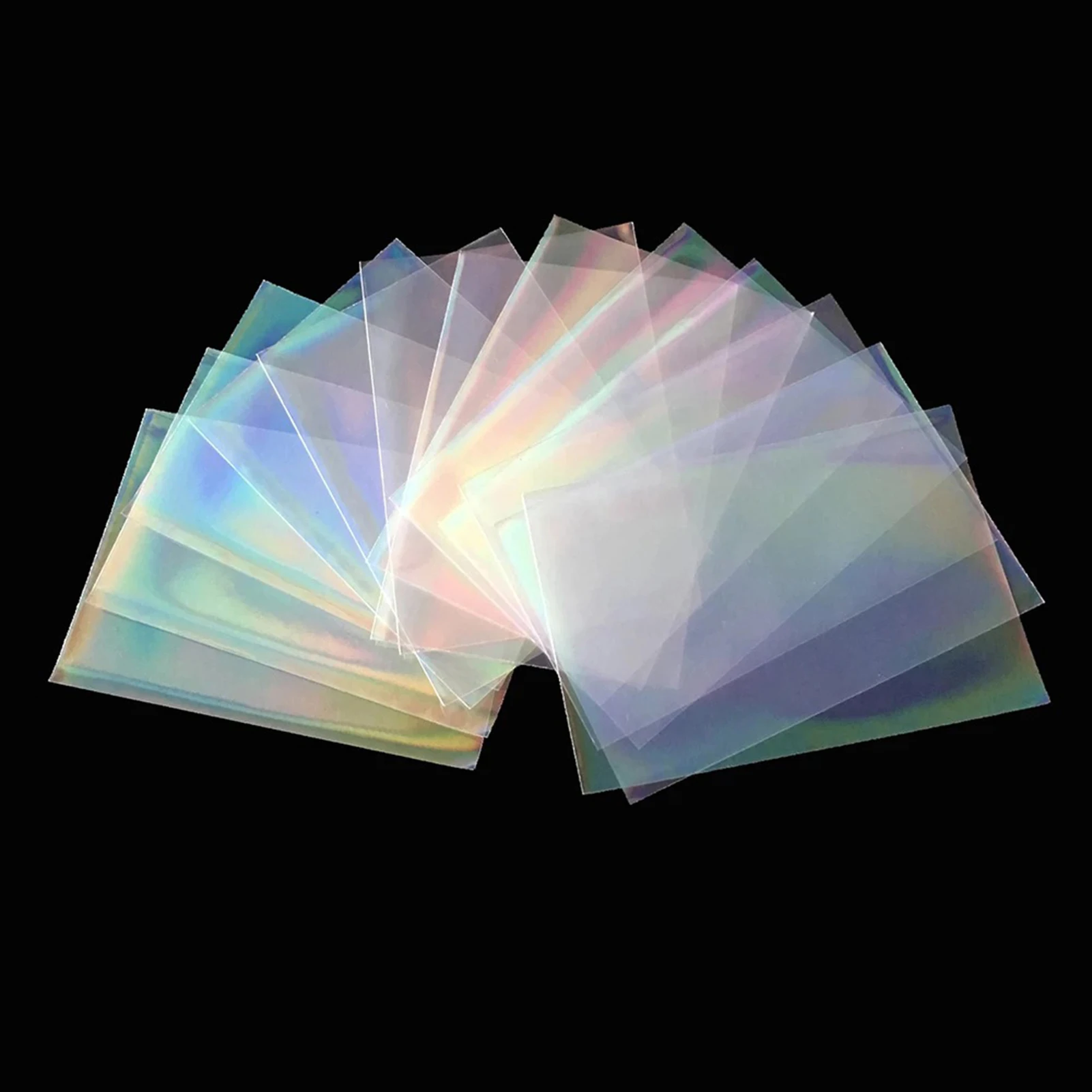 100PCS Rainbow Laser Holographic Clear Card Sleeve Transparent Tarot Protector Foil Photo Poker Cards Protective Film | Спорт и