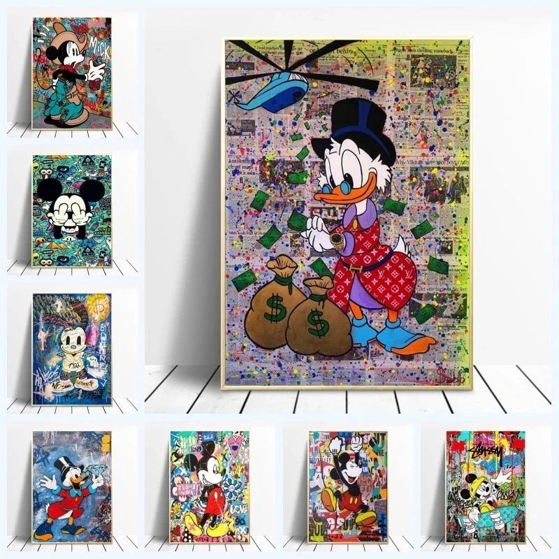 

Wall Art Disney Home Decor Funny Canvas Print Mickey and Minnie Painting Modular Picture Posters Modern Living Room No Framework