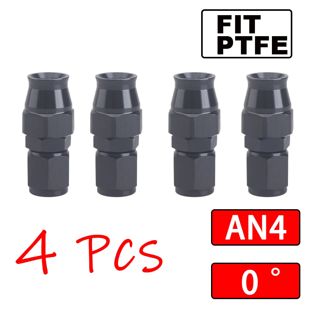 

4 шт AN4/6/8/10/12 прямой/45 °/90 °/180 ° градусный адаптер для шарнирного фитинга PTFE для топливной линии шланга