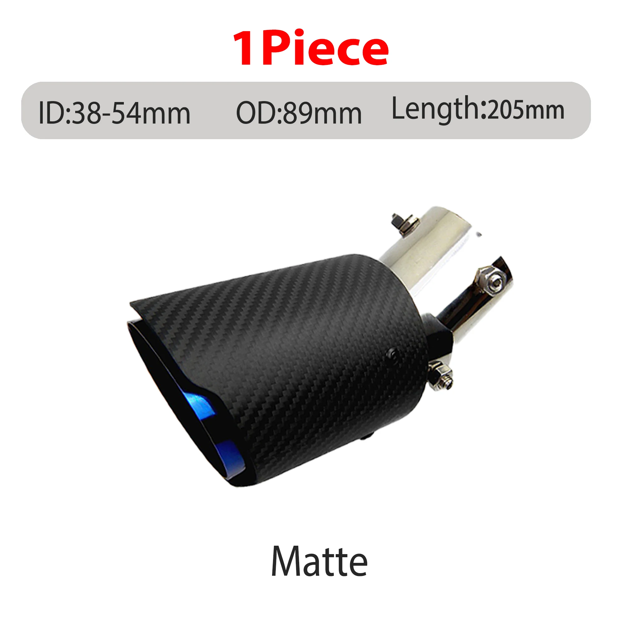 

Цельный глушитель из углеродного волокна 38-54 мм, впускной отверстие, регулируемый для универсальных автомобильных модифицированных автомобилей, аксессуары, детали выхлопной трубы