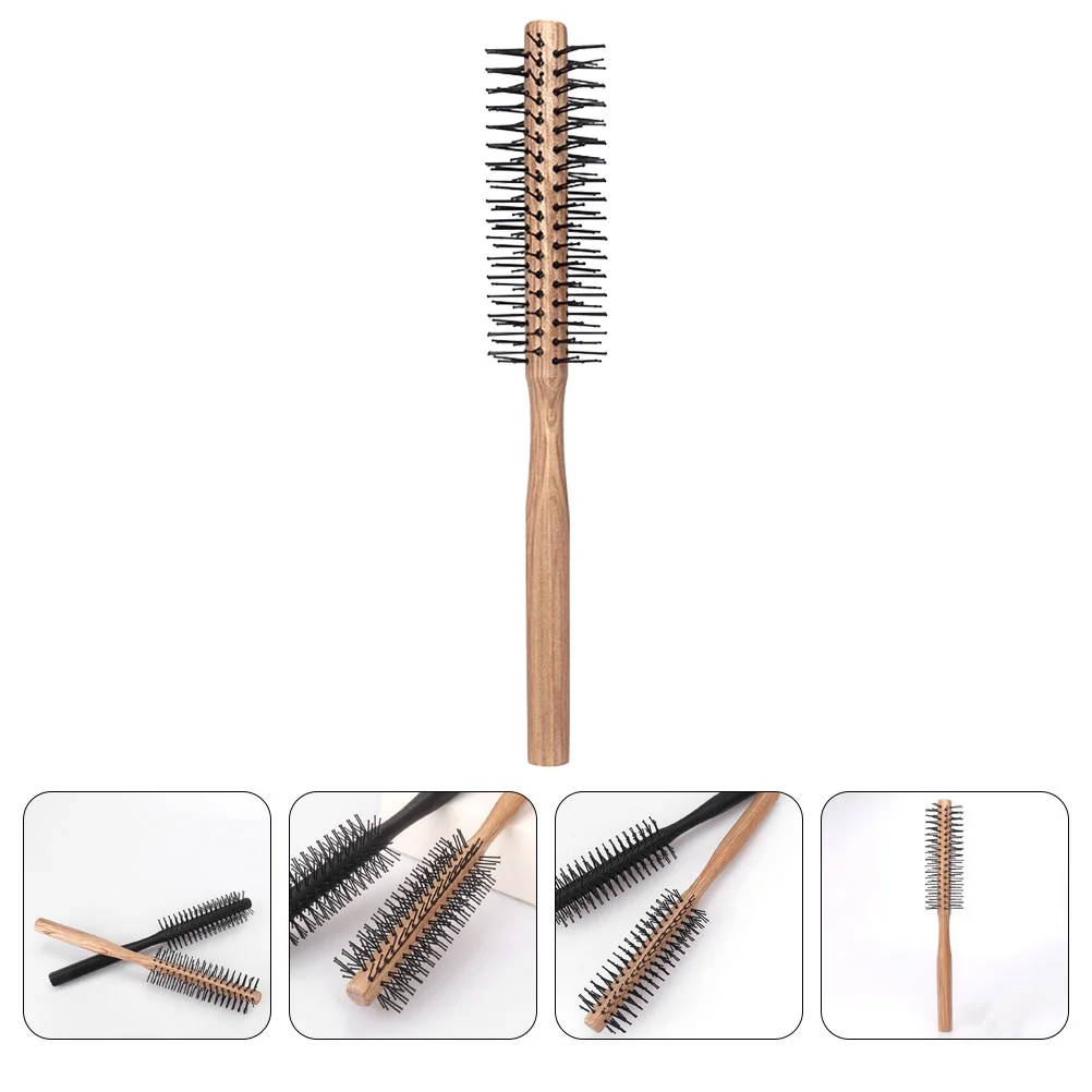 

Combs Curly Hair Mini Curling Styling Brush Round Blow Drying Small Wood Roller Lotus Tree