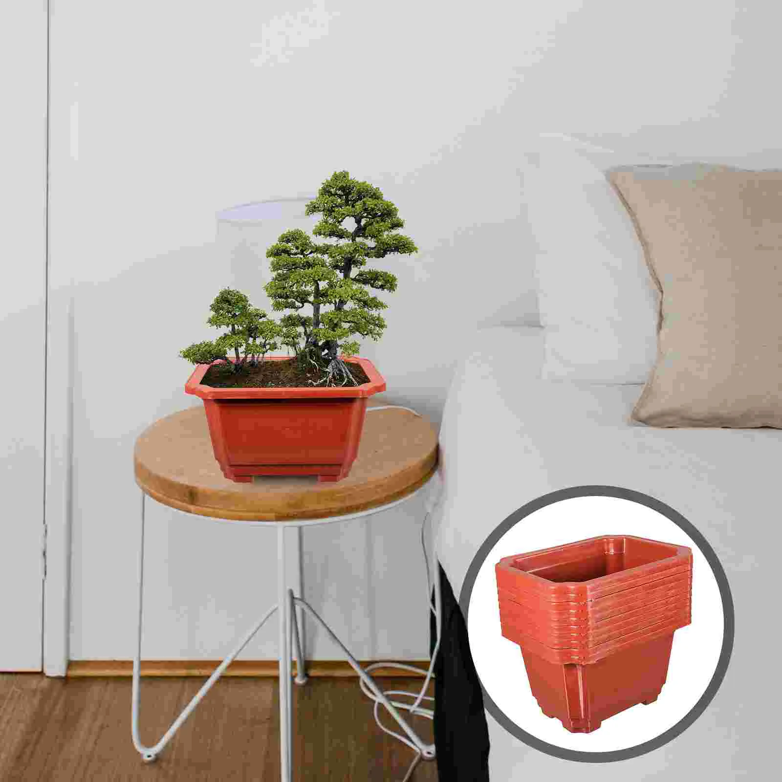 

10 Pcs Flowerpot Home Bonsai Gardening Container Office Square Outdoor Planter Household Rectangle Rectangular